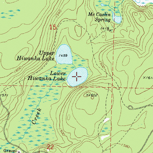 Topographic Map of Lower Hiwanka Lake, WI
