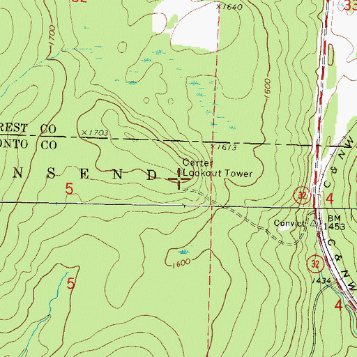 Topographic Map of Carter Lookout Tower, WI