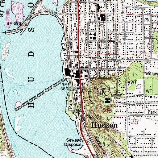 Topographic Map of Hudson, WI