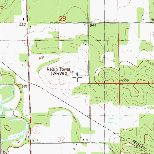 Topographic Map of WHWC-FM (Menomonie), WI