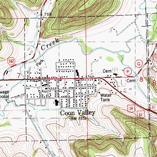 Topographic Map of Village of Coon Valley, WI