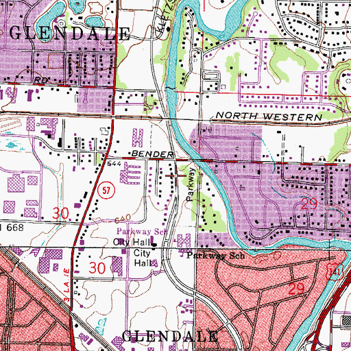 Topographic Map of City of Glendale, WI