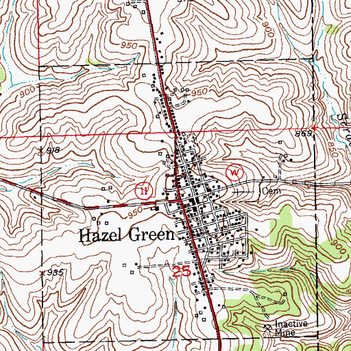 Topographic Map of Village of Hazel Green, WI