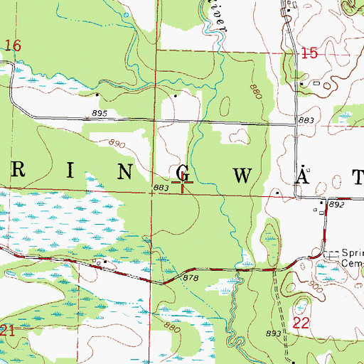 Topographic Map of Town of Springwater, WI