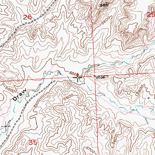 Topographic Map of South Fork Ballenger Draw, WY