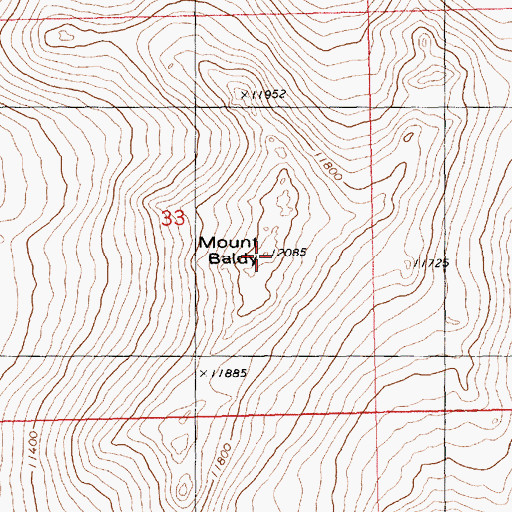 Topographic Map of Mount Baldy, WY