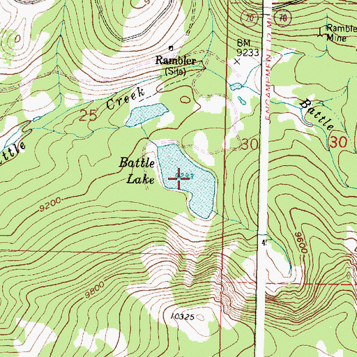 Topographic Map of Battle Lake, WY