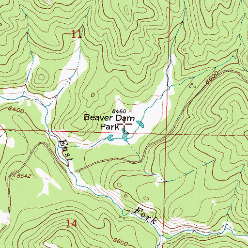 Topographic Map of Beaver Dam Park, WY