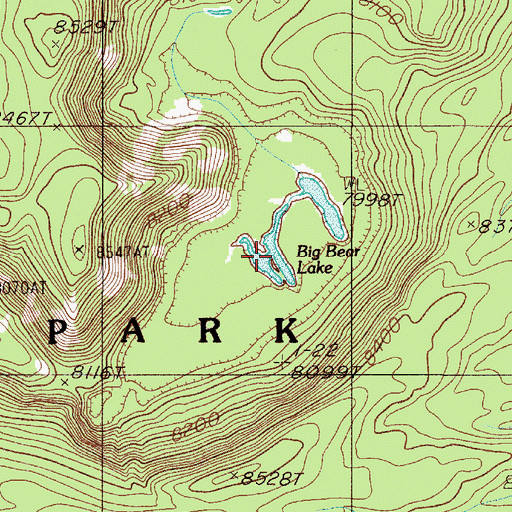 Topographic Map of Big Bear Lake, WY