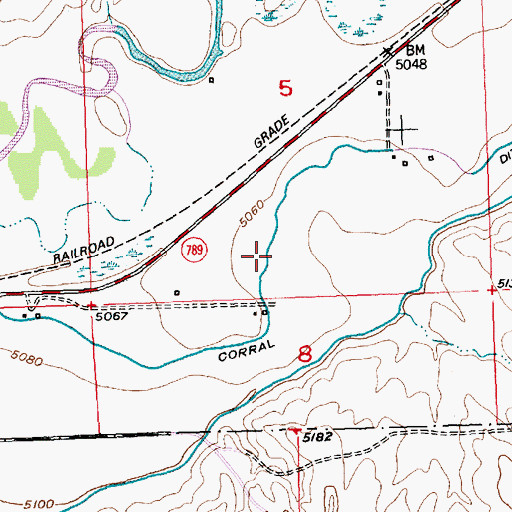 Topographic Map of Big Corral Ditch, WY