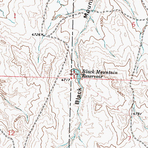 Topographic Map of Black Mountain Reservoir, WY
