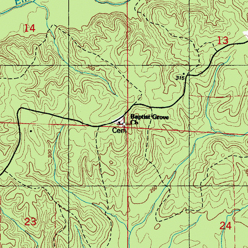 Topographic Map of Baptist Grove Cemetery, AL