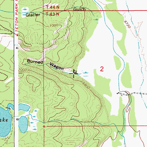 Topographic Map of Burned Wagon Gulch, WY