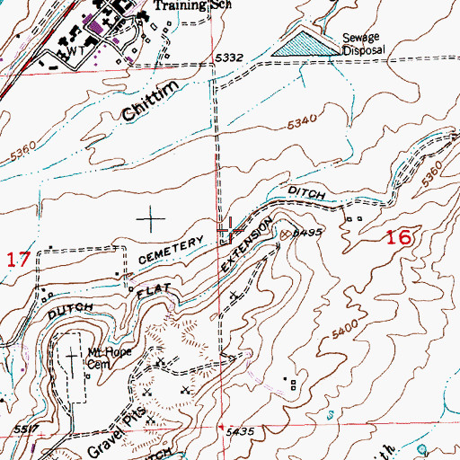 Topographic Map of Cemetery Ditch, WY