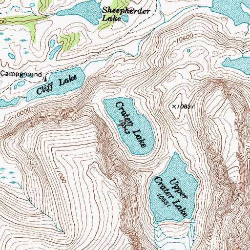 Topographic Map of Crater Lake, WY