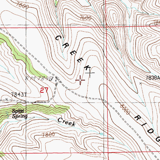 Topographic Map of Currant Creek Ridge, WY