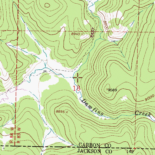 Topographic Map of Damfino Creek, WY
