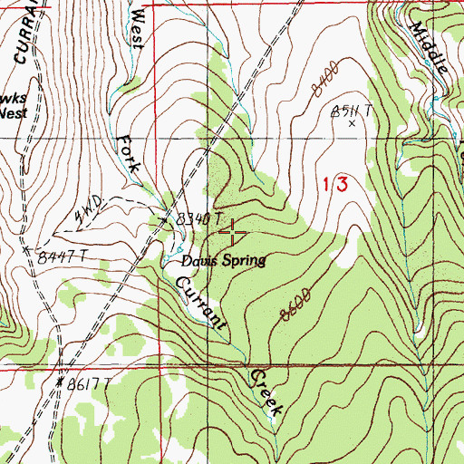 Topographic Map of Davis Spring, WY