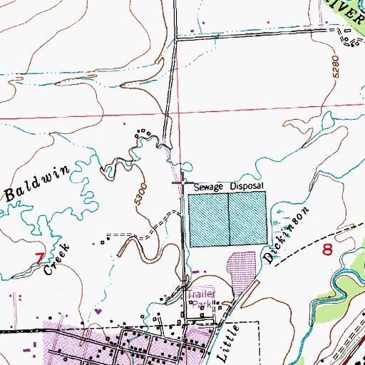 Topographic Map of Dickinson Creek, WY