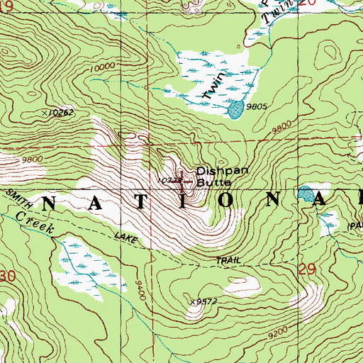 Topographic Map of Dishpan Butte, WY