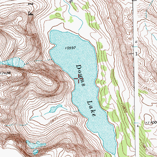 Topographic Map of Downs Lake, WY