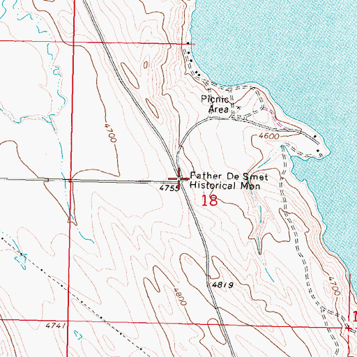 Topographic Map of Father DeSmet Historical Monument, WY