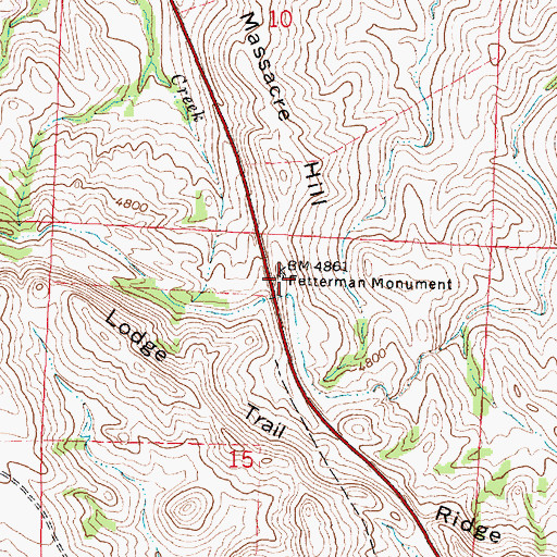 Topographic Map of Fetterman Monument, WY