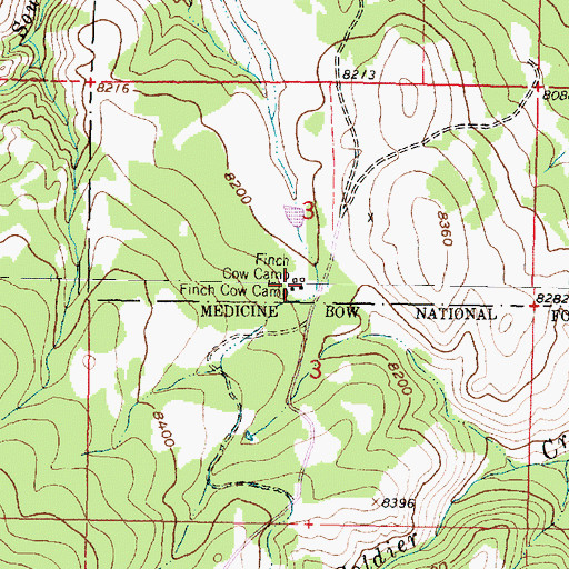 Topographic Map of Finch Cow Camp, WY