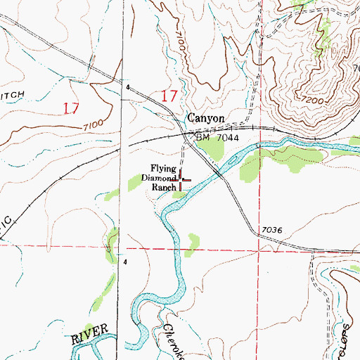 Topographic Map of Flying Diamond Ranch, WY