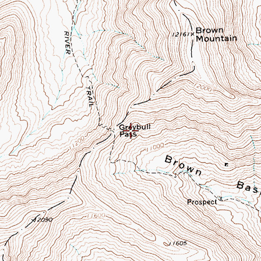 Topographic Map of Greybull Pass, WY