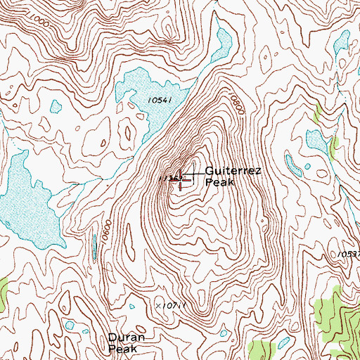 Topographic Map of Guiterrez Peak, WY