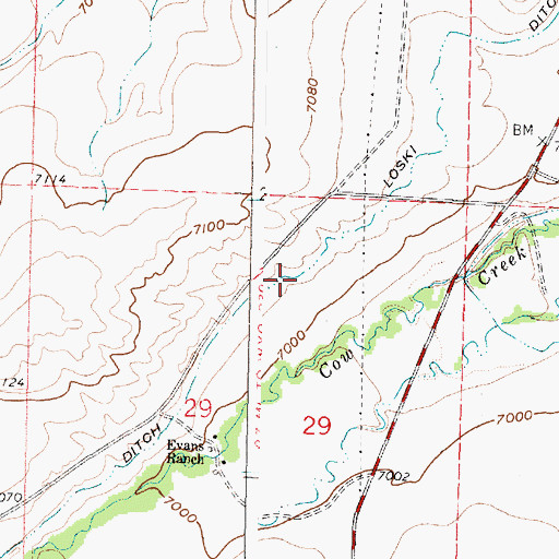 Topographic Map of Loski Ditch, WY