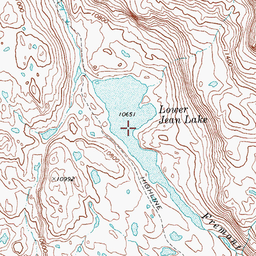 Topographic Map of Lower Jean Lake, WY