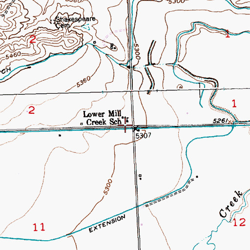 Topographic Map of Lower Mill Creek School, WY
