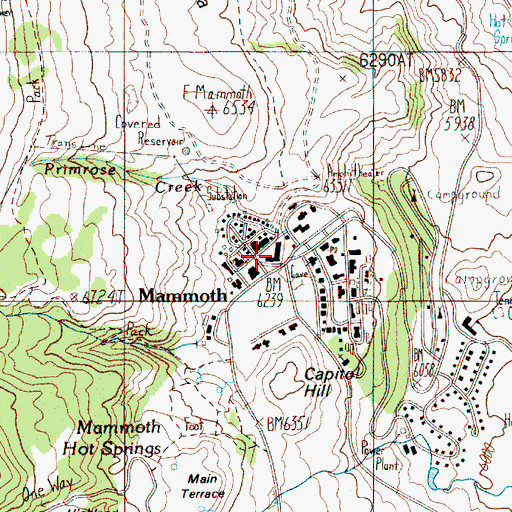 Topographic Map of Mammoth, WY