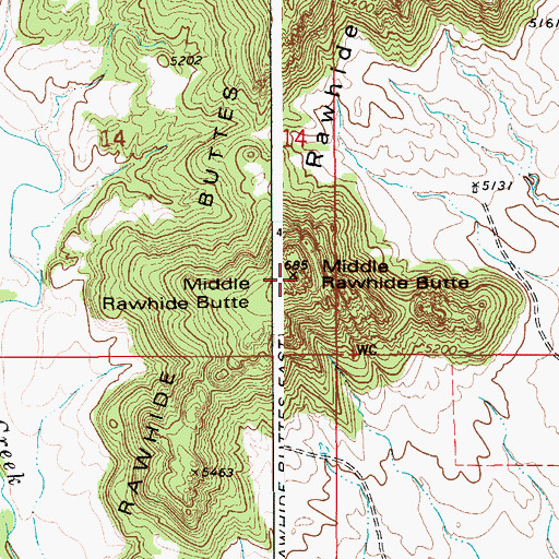 Topographic Map of Middle Rawhide Butte, WY