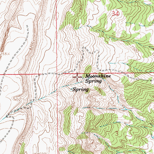 Topographic Map of Moonshine Spring, WY