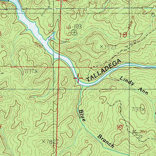 Topographic Map of Blue Branch, AL