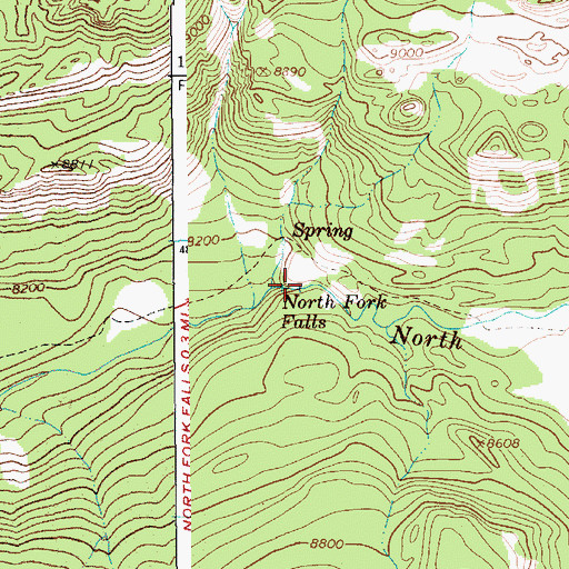 Topographic Map of North Fork Falls, WY