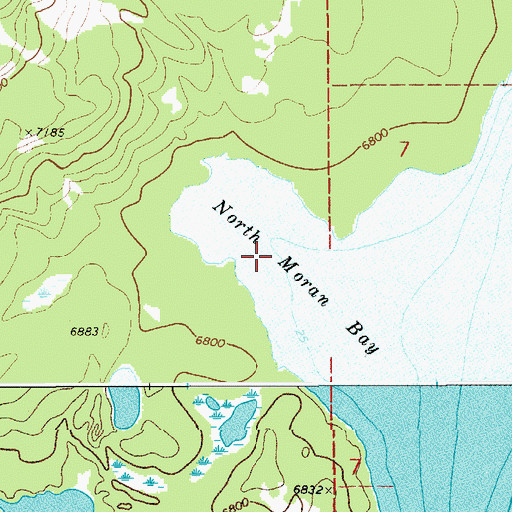 Topographic Map of North Moran Bay, WY