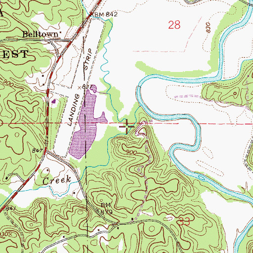 Topographic Map of Cahulga Creek, AL
