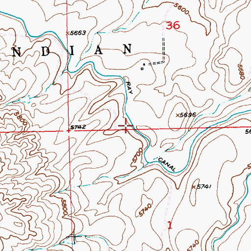 Topographic Map of Ray Canal, WY