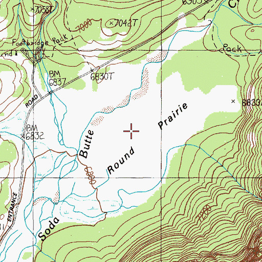 Topographic Map of Round Prairie, WY