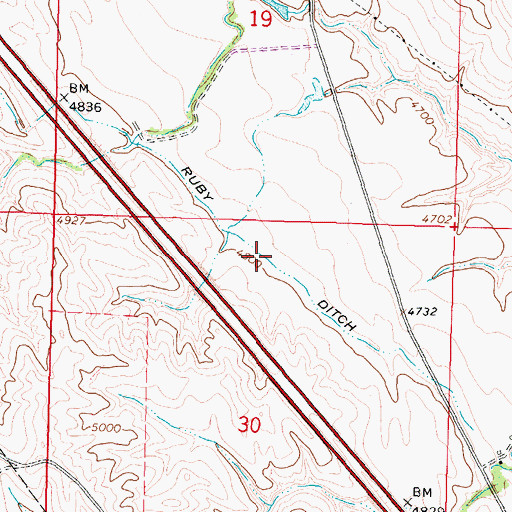 Topographic Map of Ruby Ditch, WY