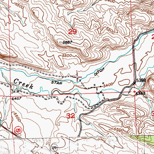 Topographic Map of Star Ditch, WY