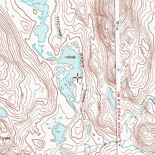 Topographic Map of Titcomb Basin Trail, WY