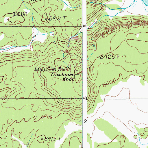 Topographic Map of Trischman Knob, WY