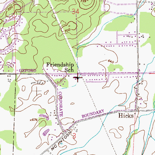 Topographic Map of Friendship Elementary School, AL