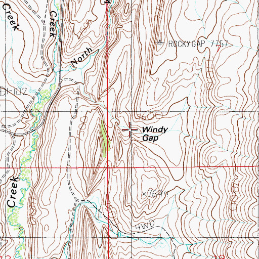Topographic Map of Windy Gap, WY