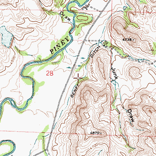 Topographic Map of Senff Ditch, WY